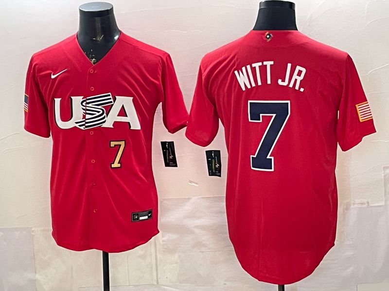 Men 2026 World Cub USA #7 Witt jr Red Nike MLB Jersey style 001